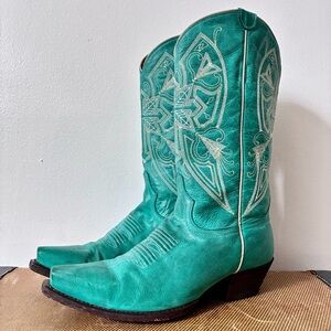 Colt Ford Embroidered Leather Turquoise Blue Western Boots Women’s Size 8.5 $248